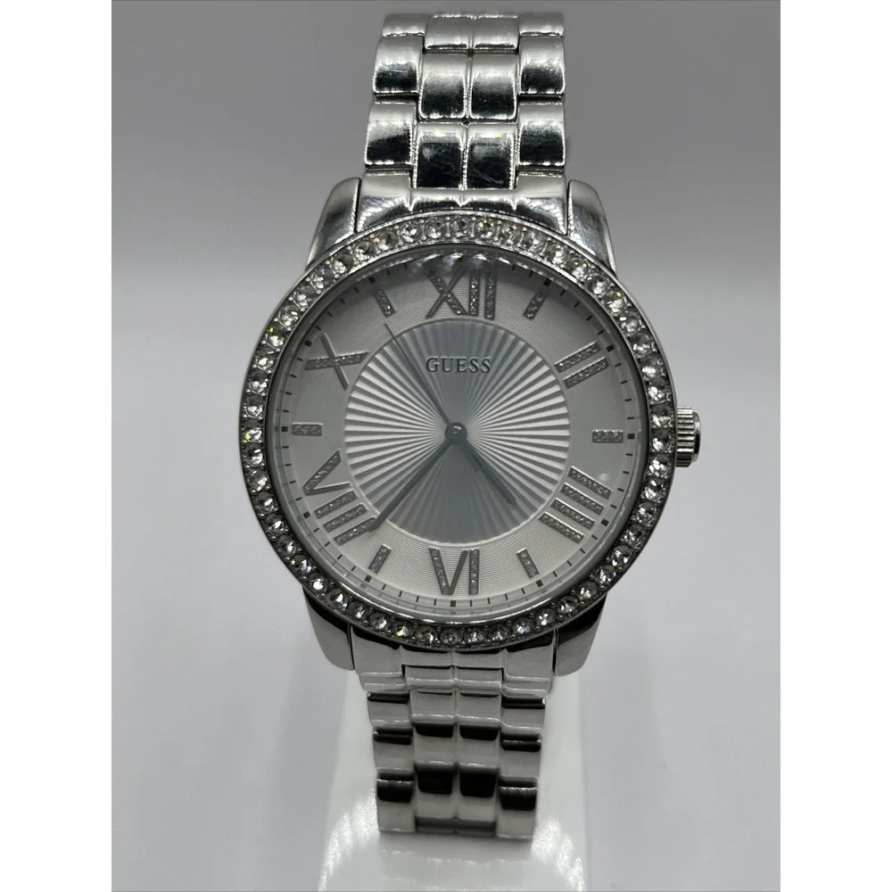 GUESS Women's U0329L1 Crystal-Accented Stainless‎ Steel Watch- New Battery